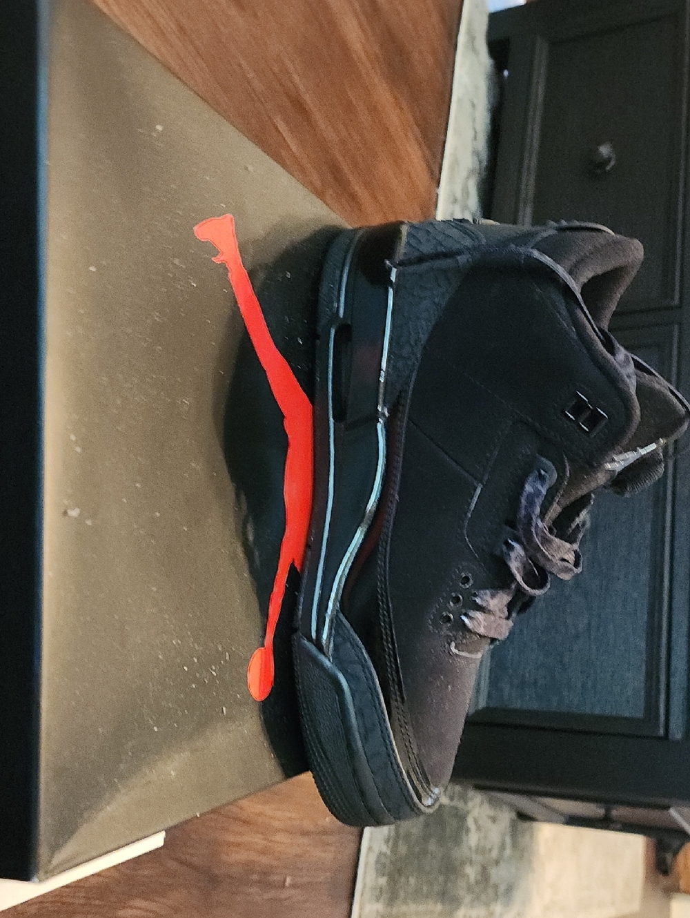 Jordan Kids Black and Red High-Top Sneakers